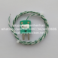 China Thermal profile  PFA high temperature stand omega k type thermocouple green connector with plug for industrial use supplier