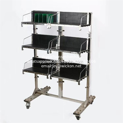 Factory price Antistatic Turnover PCB Rack Hang Basket Trolley Stainless Steel SMT Reel ESD Anti Static PCB Storage Cart supplier