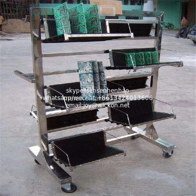 Factory price Antistatic Turnover PCB Rack Hang Basket Trolley Stainless Steel SMT Reel ESD Anti Static PCB Storage Cart supplier