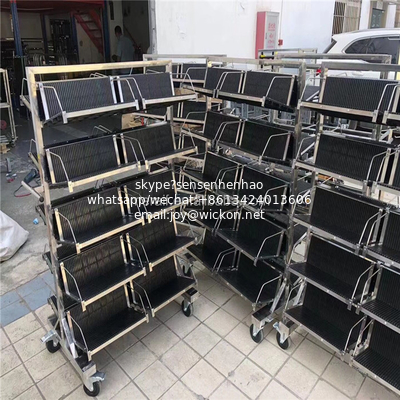 Meraif High Quality Stainless Steel Antistatic Turnove Hanging Basket, SMT PCB Reel Storage Trolley Cart with Hanging Racks supplier