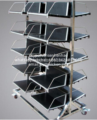 ESD Antistatic circulation pcb storage Rack esd PCB cart trolley with hanging pcb rack supplier