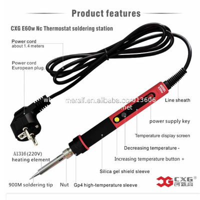 CXG E60W Electric Soldering iron 60W LED Adjustable Temperature EU plug Welding Solder Station Heat Soldering iron soldador supplier